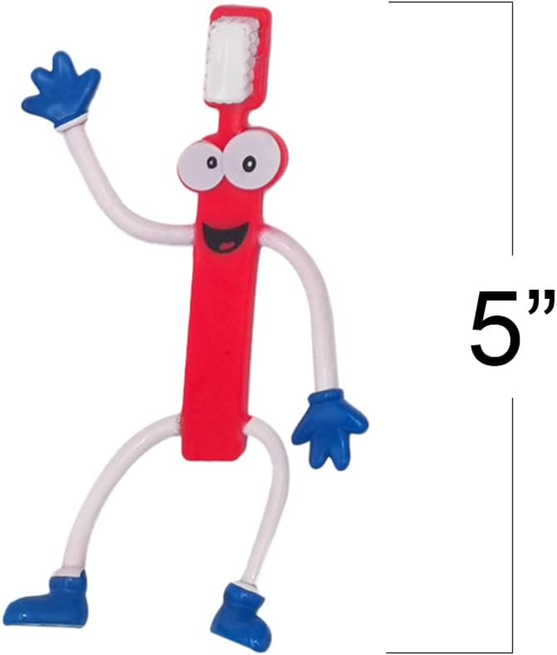 Artcreativity Bendable Toothbrush Figures, Set of 12, Bendable Toys for Kids, Party Favors for Boys & Girls, Stress Relief Fidget Toys for Kids and Adults, Dentist Office Giveaways, and Pinata Fillers image number 4