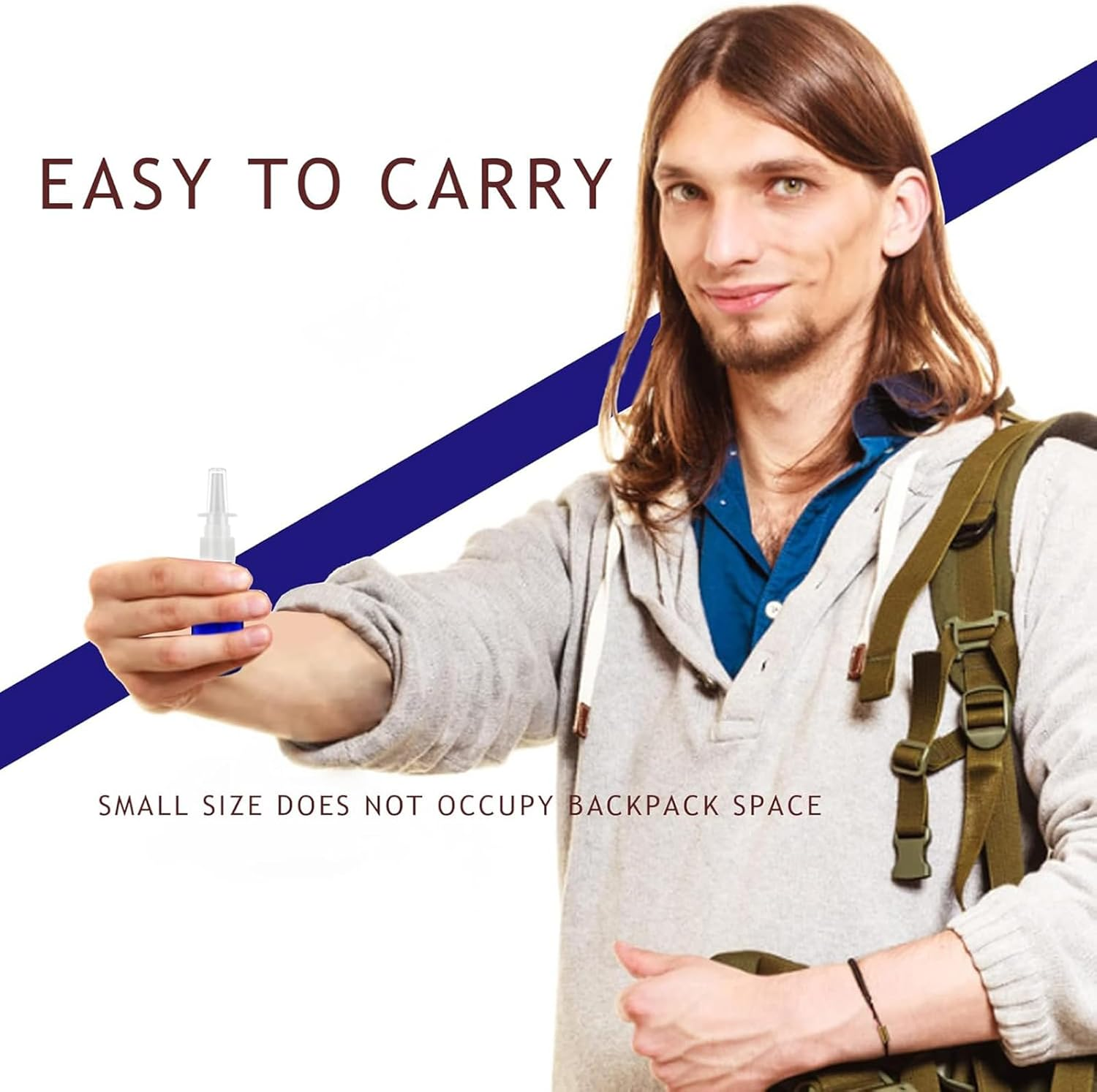 Nasal Spray Bottle Spray Glass Bottles 4Pcs 1Oz (30Ml) with Press Spray Head Refillable Portable Fine Mist, Funnel, Dropper,Label, Empty Nose Spray Glass Bottle Blue Nasal Spray Bottle image number 3