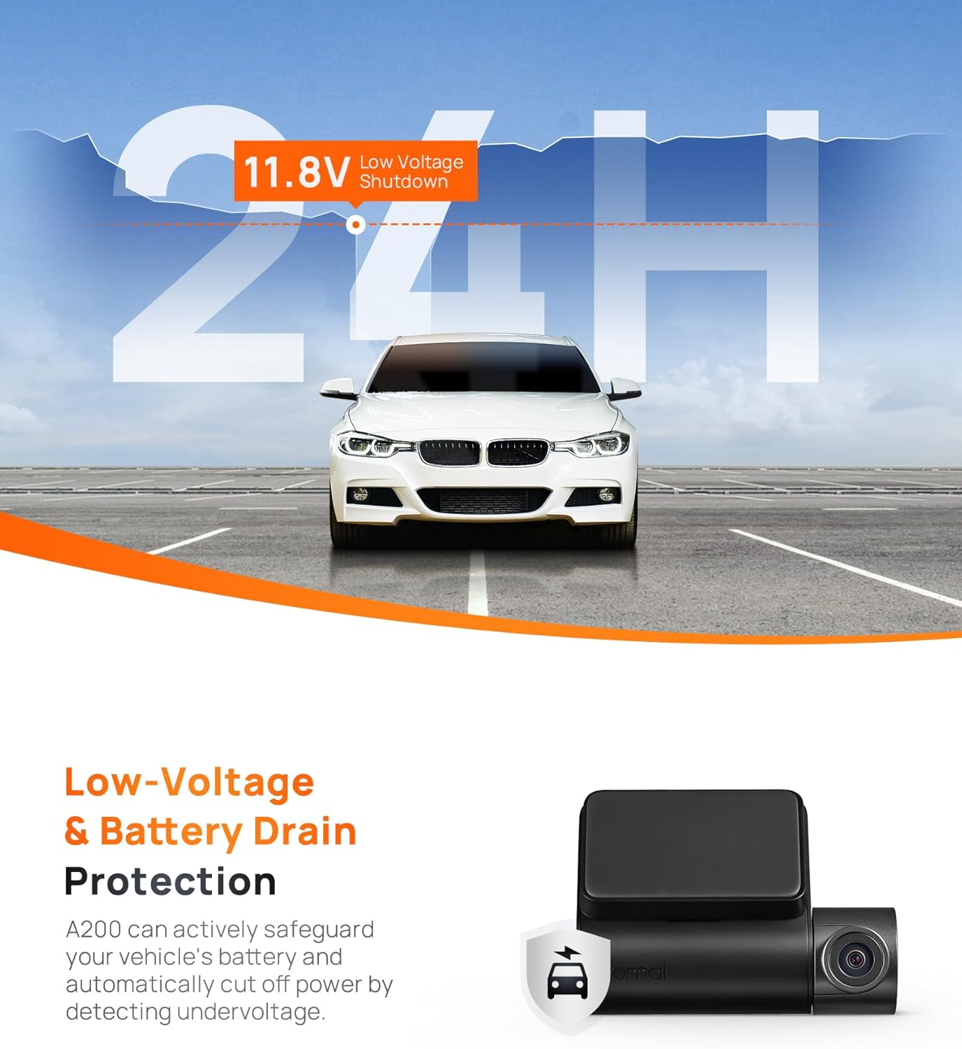 70Mai Smart Dash Cam A200, Front Camera, Built-In Wifi GPS Smart Dash Camera for Cars, ADAS, HDR, 2'' IPS LCD Screen, Night Vision image number 3