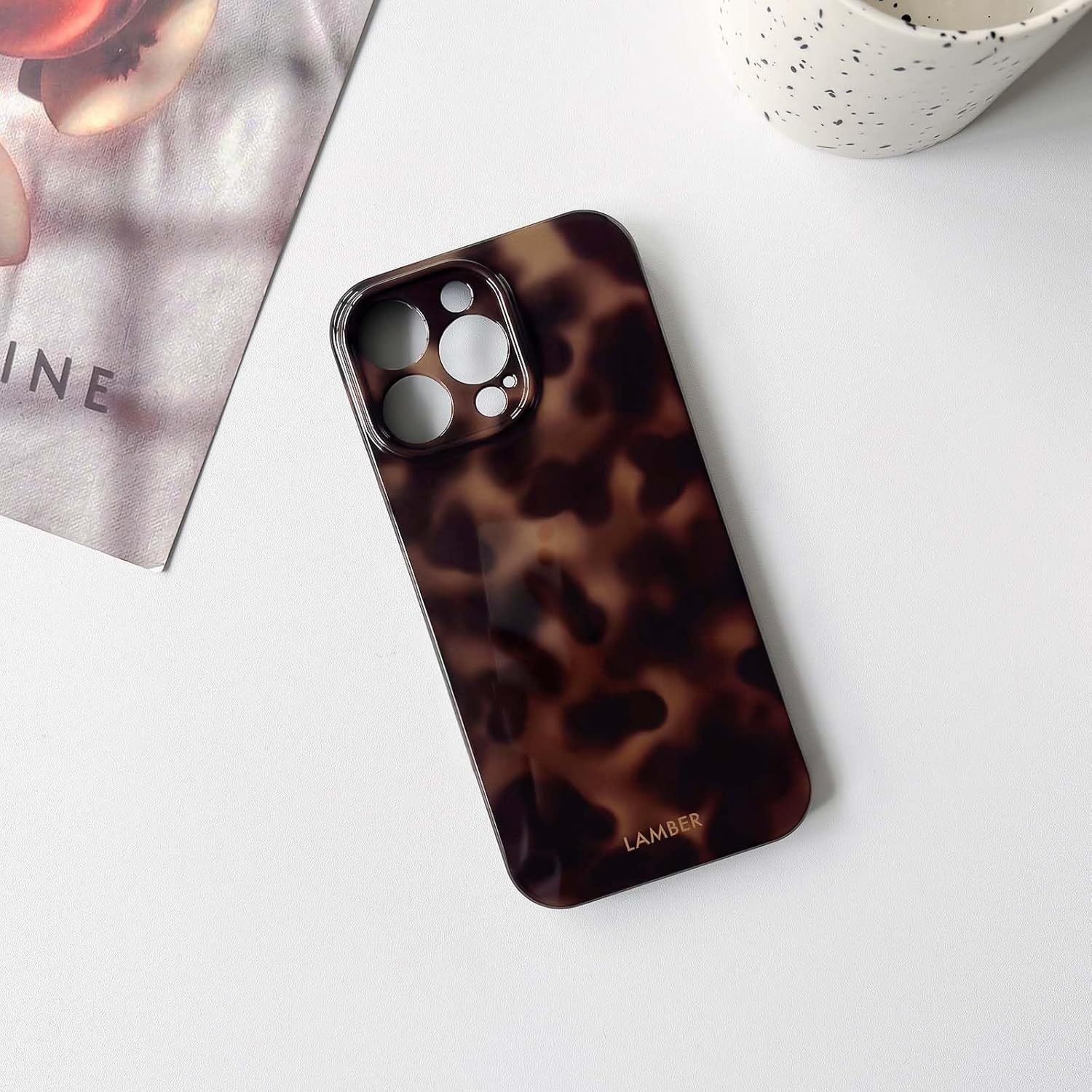 NITITOP Compatible with Iphone 14 Pro Case Cute Leopard Pattern Brown Aesthetic for Women Girls Amber Design Stylish Soft TPU Protective Phone Case - Brown2 image number 2