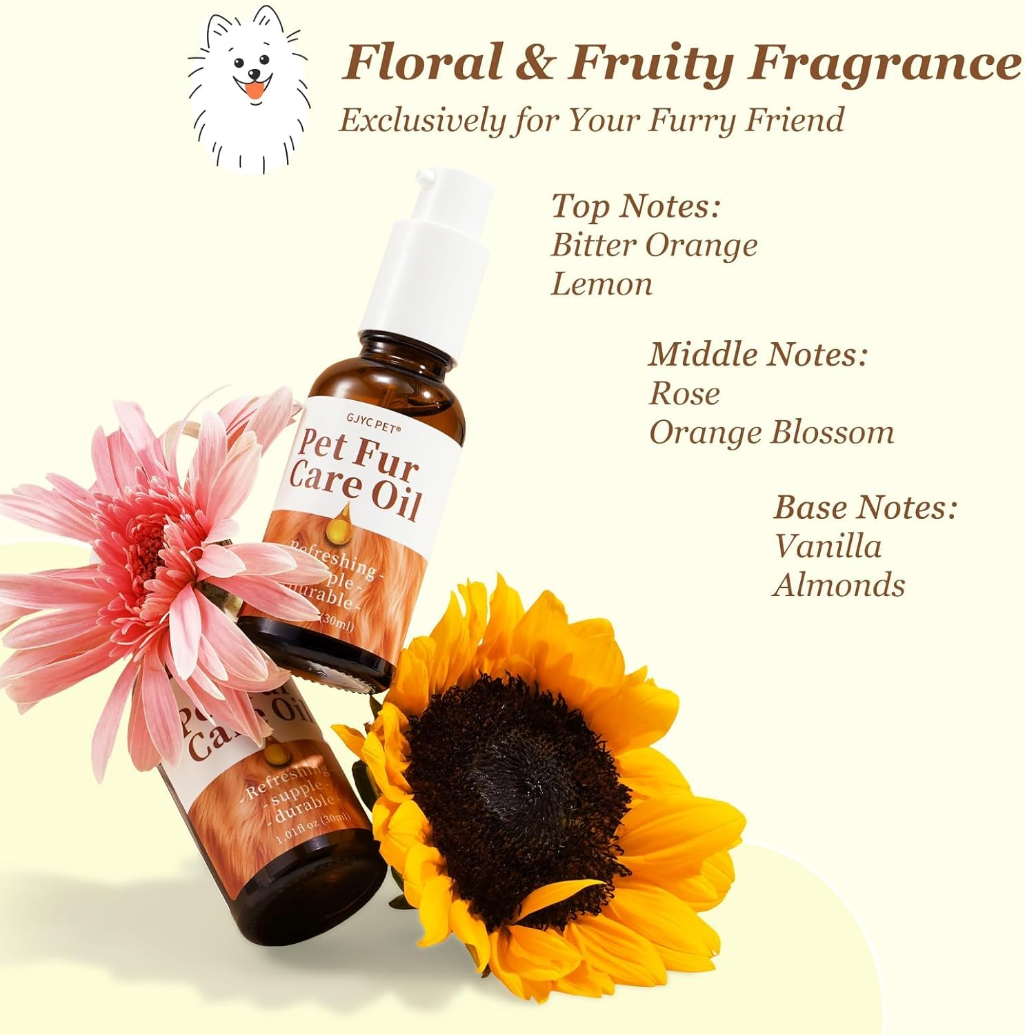 Pet Fur Care Oil - Detangles, Reduces Shedding - Adds Shine with Collagen & Natural Oils - Leave-In Conditioner for Dogs & Cats - 1.01 Fl. Oz image number 6