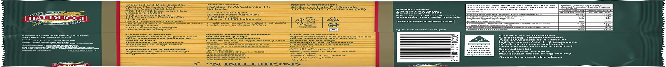 Balducci Spaghettini Pasta, 500 G