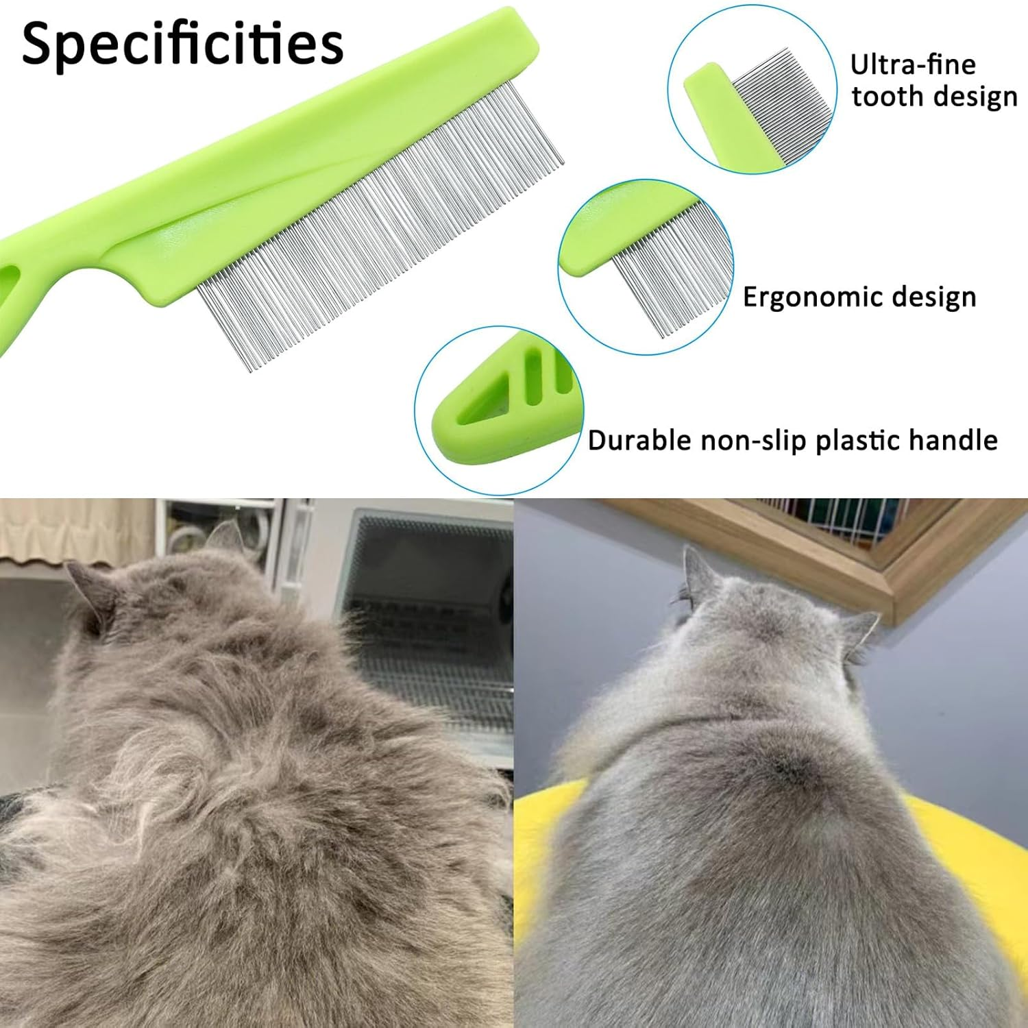 Tick Removal Tool Kit 8 in 1 for Dogs Cats with Storage Box, Effective,Safe & Easy,Stainless Steel Metal Grooming Flea Comb and Tick Tweezers,For Humans and Pets(With Magnifying Glass) image number 3