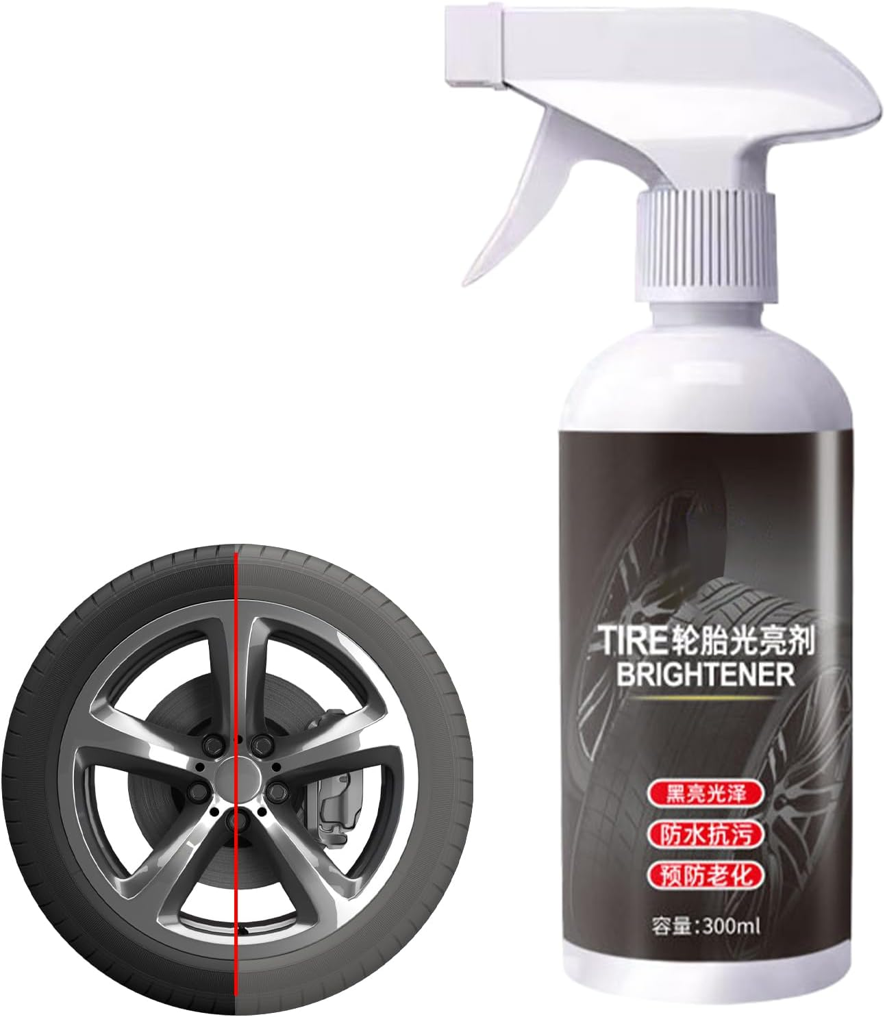 Car Tire Shine Spray,300Ml Black Glossy Restorer | Tyre Shine for Cars,For Coating Detailing Care Long Lasting Protection image number 5