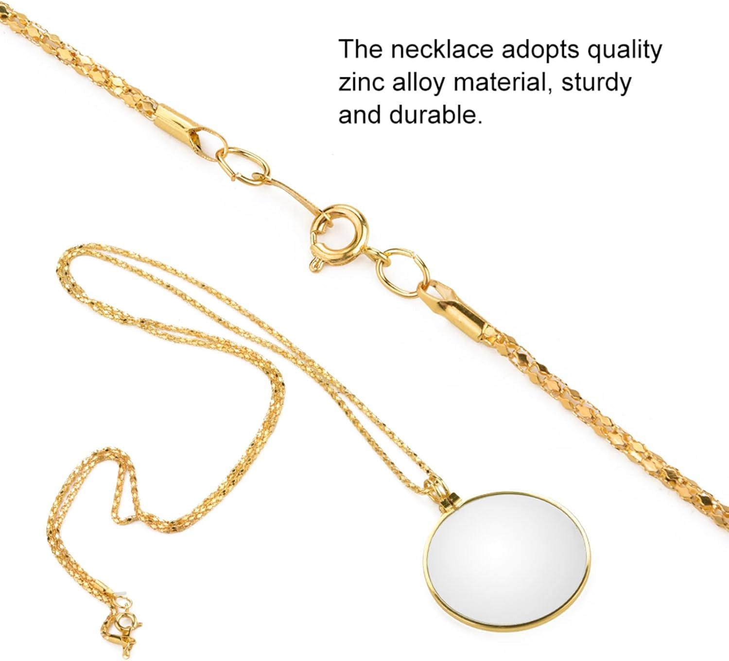 5X Magnifier Monocle Necklace Magnifying Glass Loupe Jewelry Reading Loupe Silver (Gold) - Silver image number 2