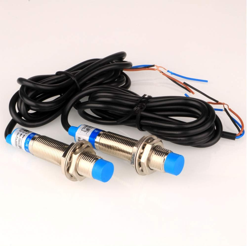 Gebildet 2Pcs Metal Inductive Proximity Sensor Detection Switch, LJ12A3-4-Z/BX Detector 4Mm 6-36 VDC 300 Ma NPN Normally Open (NO) 3-Wire