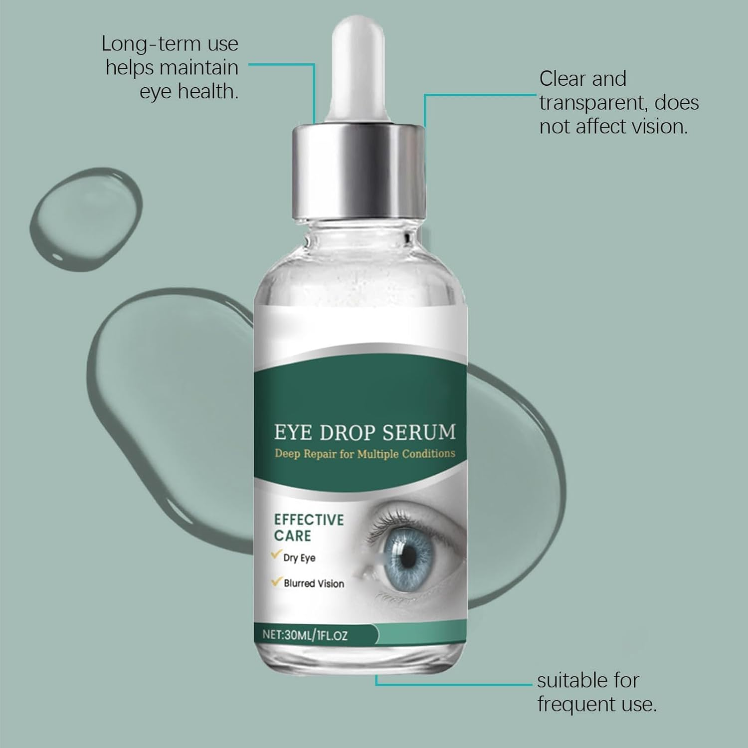 Nano Eye Drops Serum, Natural Lubricant Eye Drops for Dry Eyes, Relieves Symptoms of Presbyopia, Tired, Stressed & Moisturizing (3Pcs)