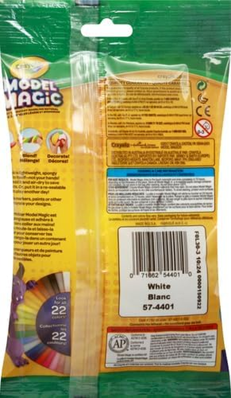 Crayola 113Gm Model Magic, White, Modelling Compound, Lightweight and Spongy Compound That Sticks to Itself and Not Your Hands, No Messy Crumbling, Easy to Shape and Mold
