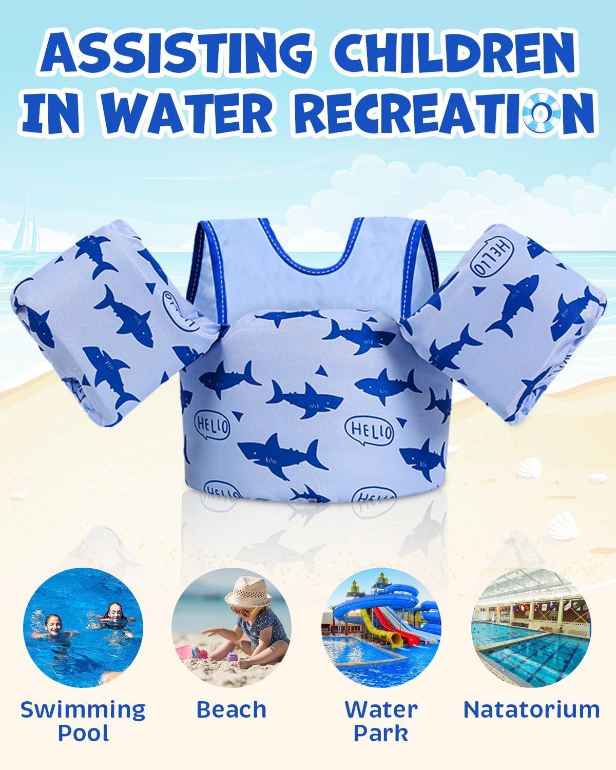 Toddler Swim Vest, Kids Swim Vest for 28-66 Pounds, Double Security Toddler Life Vest with Floats Arm Wing for Swimming, Kid Life Jacket for Boys Girls Infant Baby Children in 2,3,4,5,6,7,8 Yrs image number 2