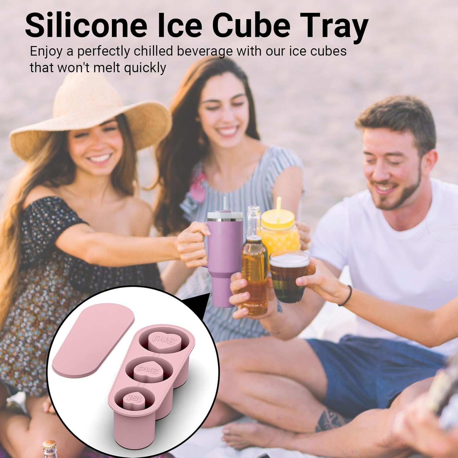 Ice Cube Tray for Stanley Cup, Silicone Ice Cube Trays, Ice Cube Moulds, Ice Molds Silicone, Ice Cube Maker, Ice Trays for Freezer Containers, Prefect for Whiskey Juice Coffee, Easy Release image number 4