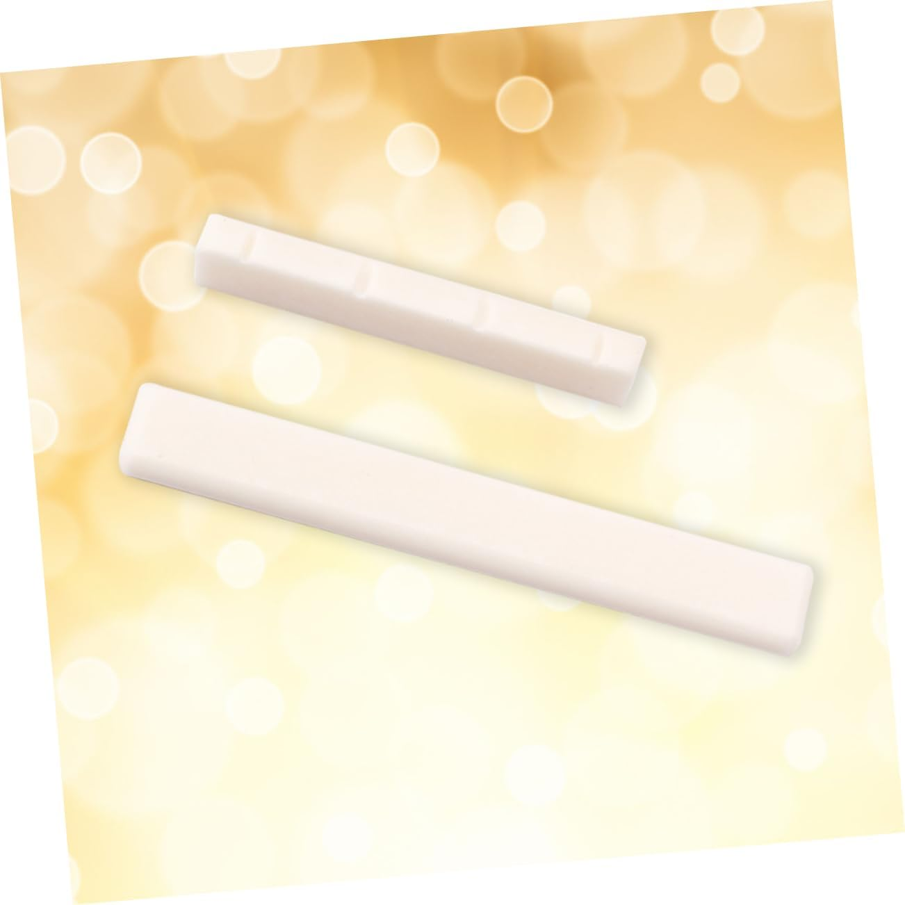 Bone Ukulele Bridge Saddle and Nut Set for 4-String Acoustic Ukulele, Cow Bone Material, Pre-Slotted Design, Musical Instrument Accessory for String Replacement and Sound