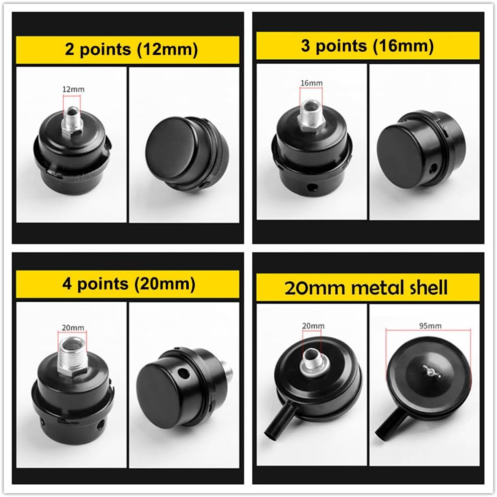 2X 12Mm Air Compressor Spare Parts Metal Air Compressor Intake Filter Squelch Muffler image number 4