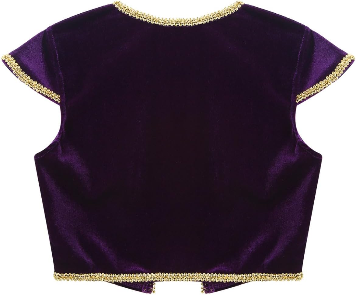 Hansber Kids Boys Arabian Prince Costume Velvet Cap Street Vest with Harem Pants for Halloween image number 6