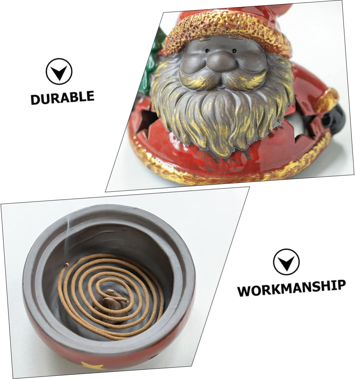 Yardwe Santa Claus Incense Burner Ceramic Decorative Censer for Christmas Home Aromatherapy for Indoor Xmas Decorations image number 3