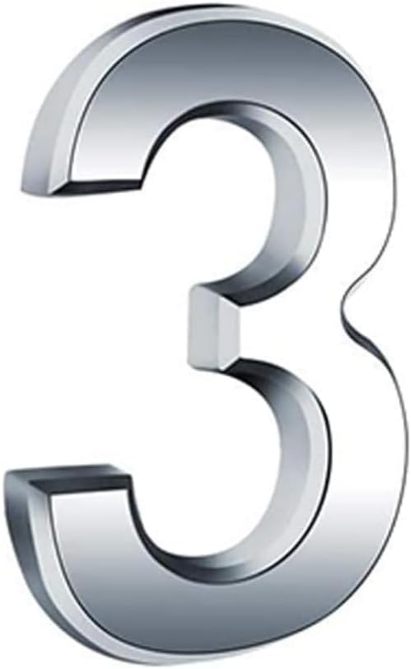 3 Inch Mailbox Numbers Adhesive 3D Number Sticker for Outdoor Indoor Apartment Office Hotel Home Door Plate Address Mail Box Number (Silver-3) - Black-2 image number 6
