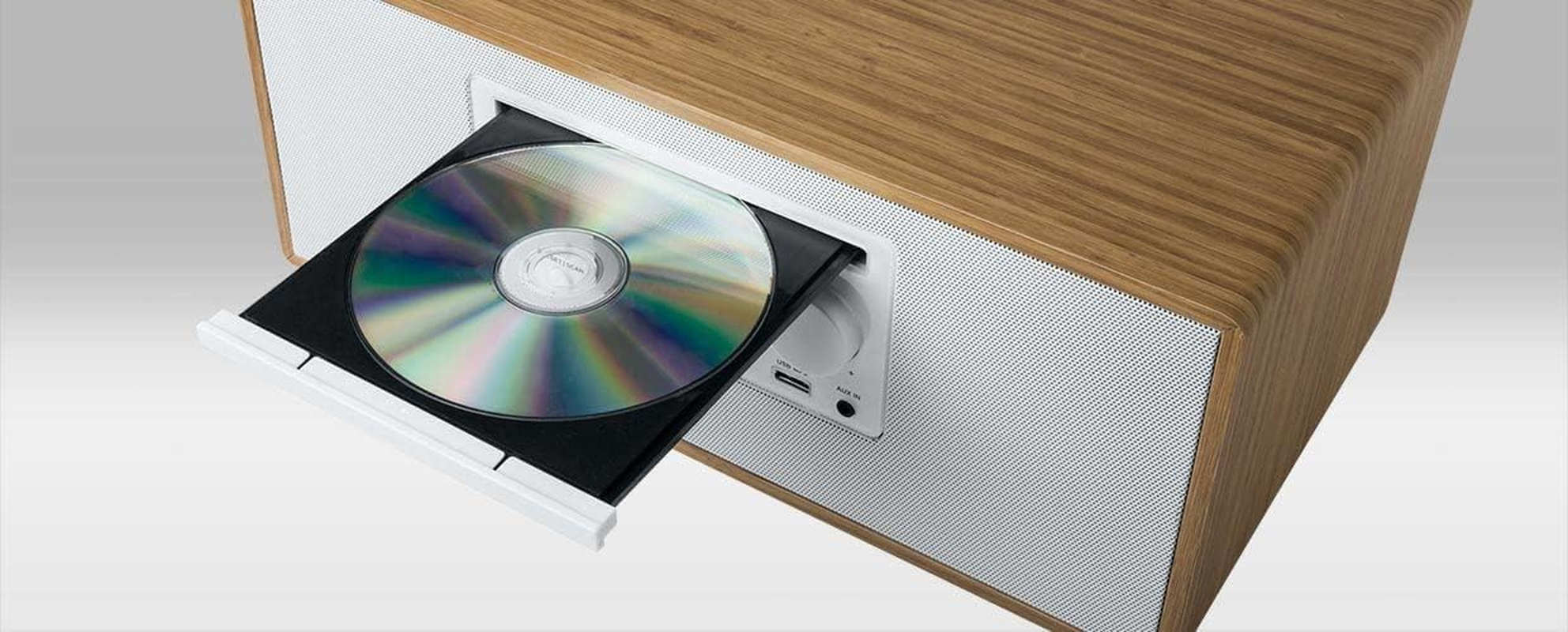 MUSE M-695 Hi-Fi System in White, with DAB Radio, Bluetooth, CD Player, Two Integrated Speakers, in Real Wood Casing image number 3