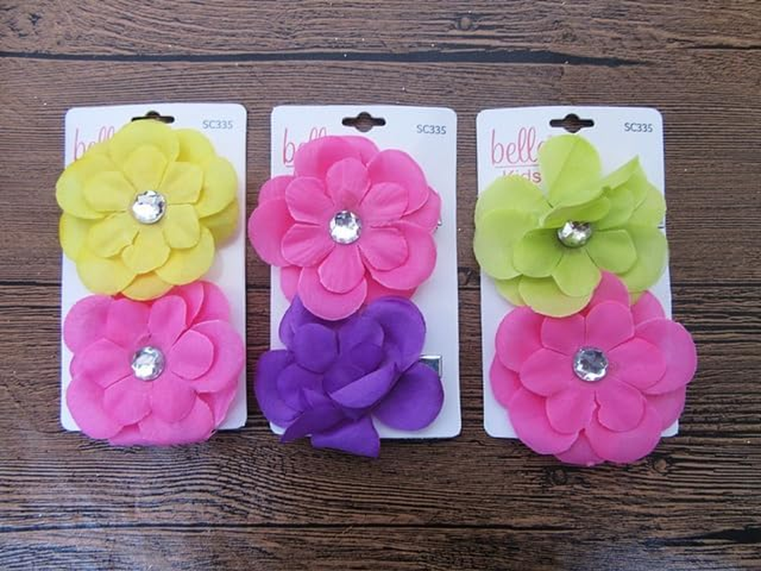3Sheet X 2Pcs Hair Clips with Flowers 6.5Cm Dia image number 1
