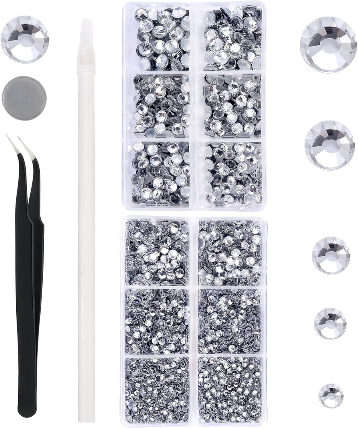 6616PCS Dark Red Hotfix Rhinestone Nail Charm Set SS6&ndash;SS30 Glass Crystal Flat Back Stones for DIY Decoration, Clothes, Shoes, and Nail Art Work with Fabric, Glass, Metal &ndash; SZTTY (Dark Red)