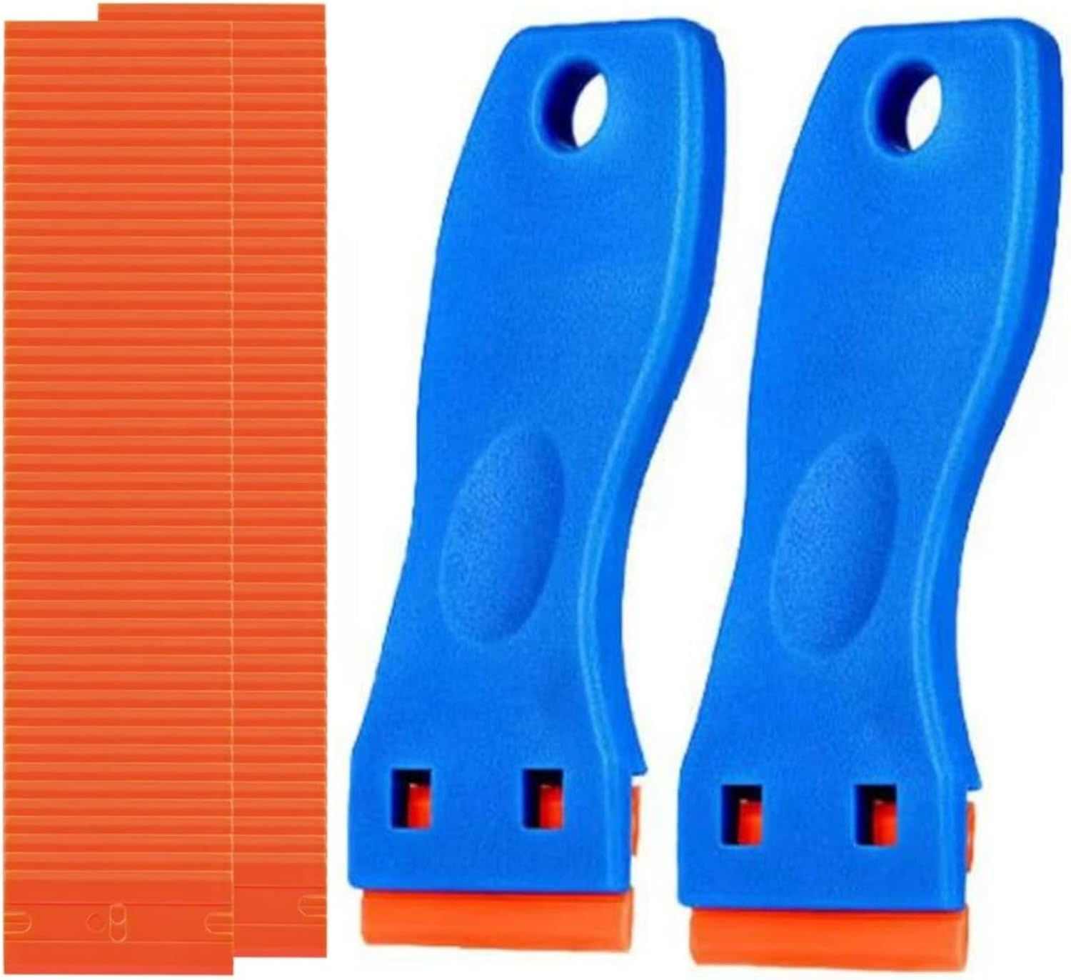 Double Edged Plastic Razor Blade Scrapers Knife Include 2PCS Scraper Tool and 100PCS Blades for Gasket Remover, Tint Vinyl Tool, Labels Decal and Adhesive Remover for Windows and Glass image number 5