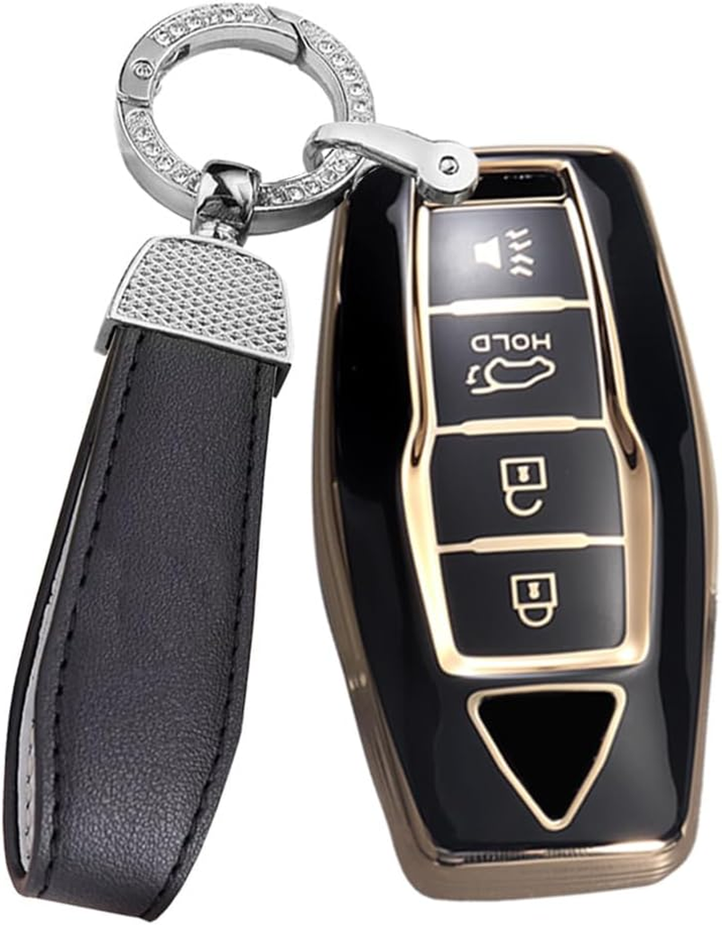 Ontto TPU Car Key Fob Cover Fit for Mitsubishi Outlander 2022 2023 Keyless Entry Smart Key Case Remote Key Holder Keyring Key Shell Bag Keychain Protection Auto Accessories 4 Buttons Black image number 1