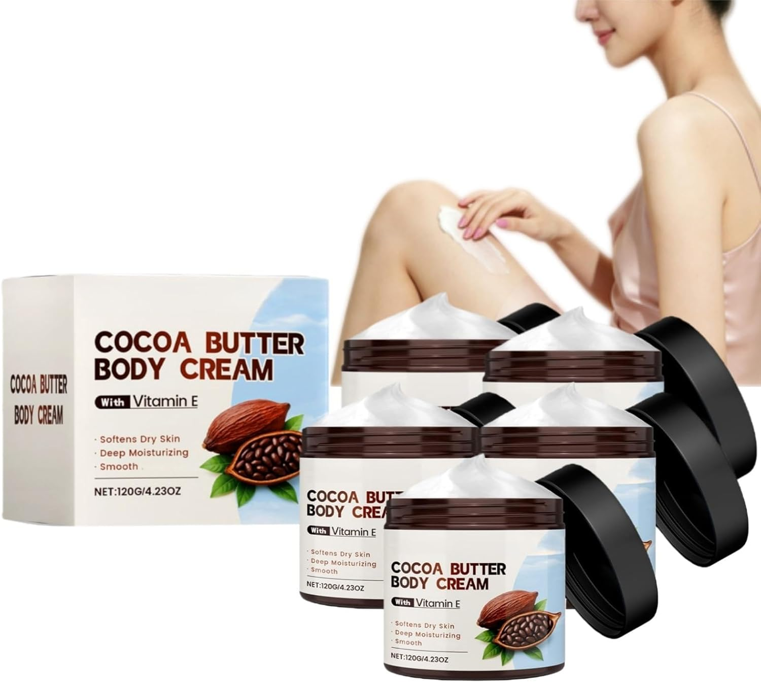 Cocoa Butter Face & Body Cream，Vitamin E Cream，Mens Skin Firming Body Lotion for Extremely Dry Skin, Cocoa Bodys Butter&Deep Nourishing Serum for Women, Skins Tightening Creams for Bodys (3)