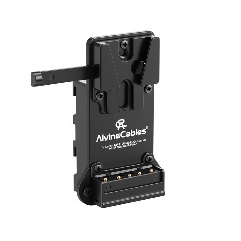 Alvin'S Cables NP-F Dummy Battery to V-Lock V-Mount Battery Plate for Sony NP-F970 F770 F550 for Atomos Shinobi Shogun Ninja V, for Hollyland Mars Transmission, Smallhd 702, LED Lights-Black image number 3