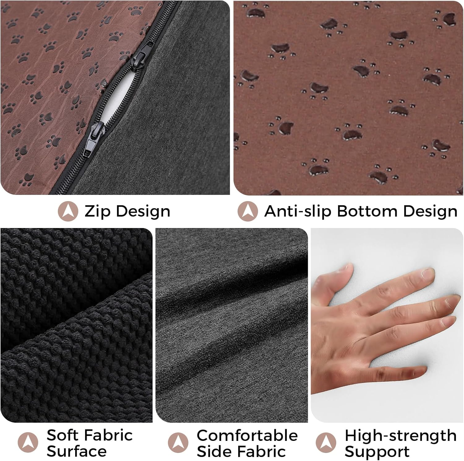 Kphico Foam Pet Stairs for Small Dogs and Cats, 2-Step Dog Stairs for Small Dogs, Non-Slip Puppy Stairs Pet Steps for Beds and Couches - Send 1 Pet Hair Remover Roller, Black image number 1