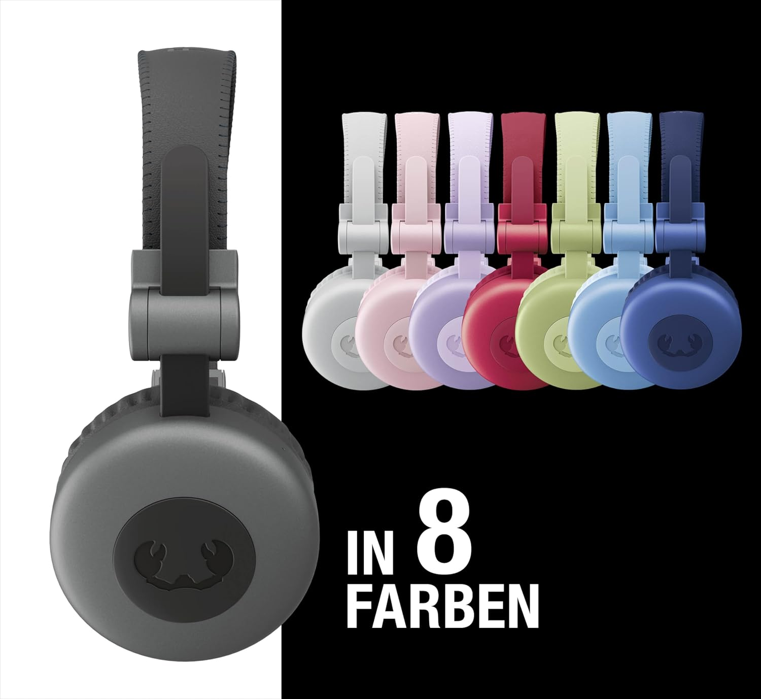 Fresh 'N Rebel Code Core Bluetooth Headphones On-Ear Wireless 30 Hours Playtime with Microphone and Voice Assistant, Volume Control and Play/Pause Buttons, Foldable (Storm Grey)