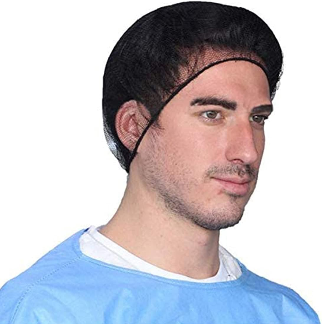 20Pcs Disposable Black Hairnets with Elastic Edge Mesh Stretchable Hairnet Caps