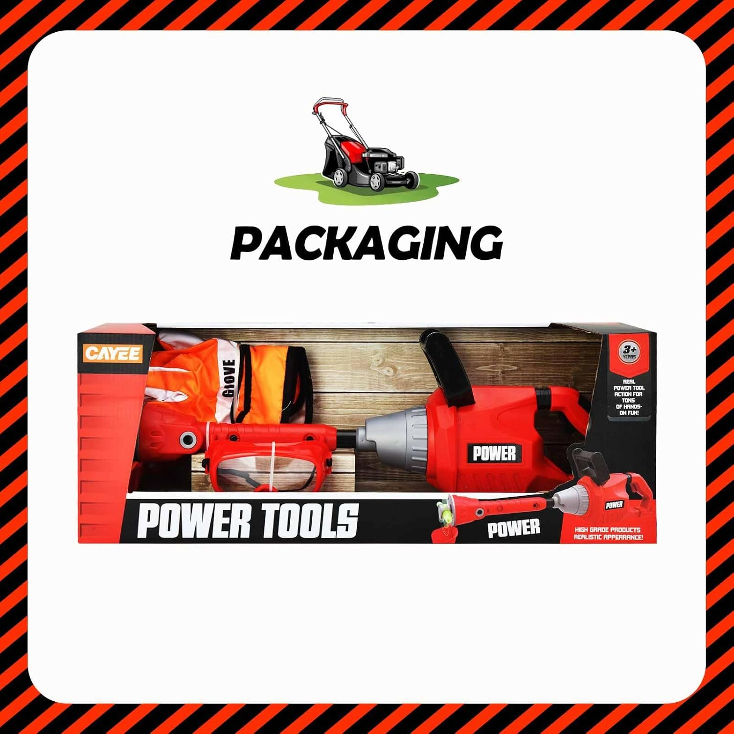 KIDBOT Weed Trimmer Toy with Light Sound,Included Goggles and Axes,Leaf Blower Children Preschool Pretend Toys image number 3