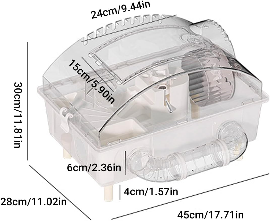 AIMALL Acrylic Hamster Cage, Luxury Oversized Villa for Small Pets, Full Set with Accessories, 17.72X11.81X9.44 Inches image number 3