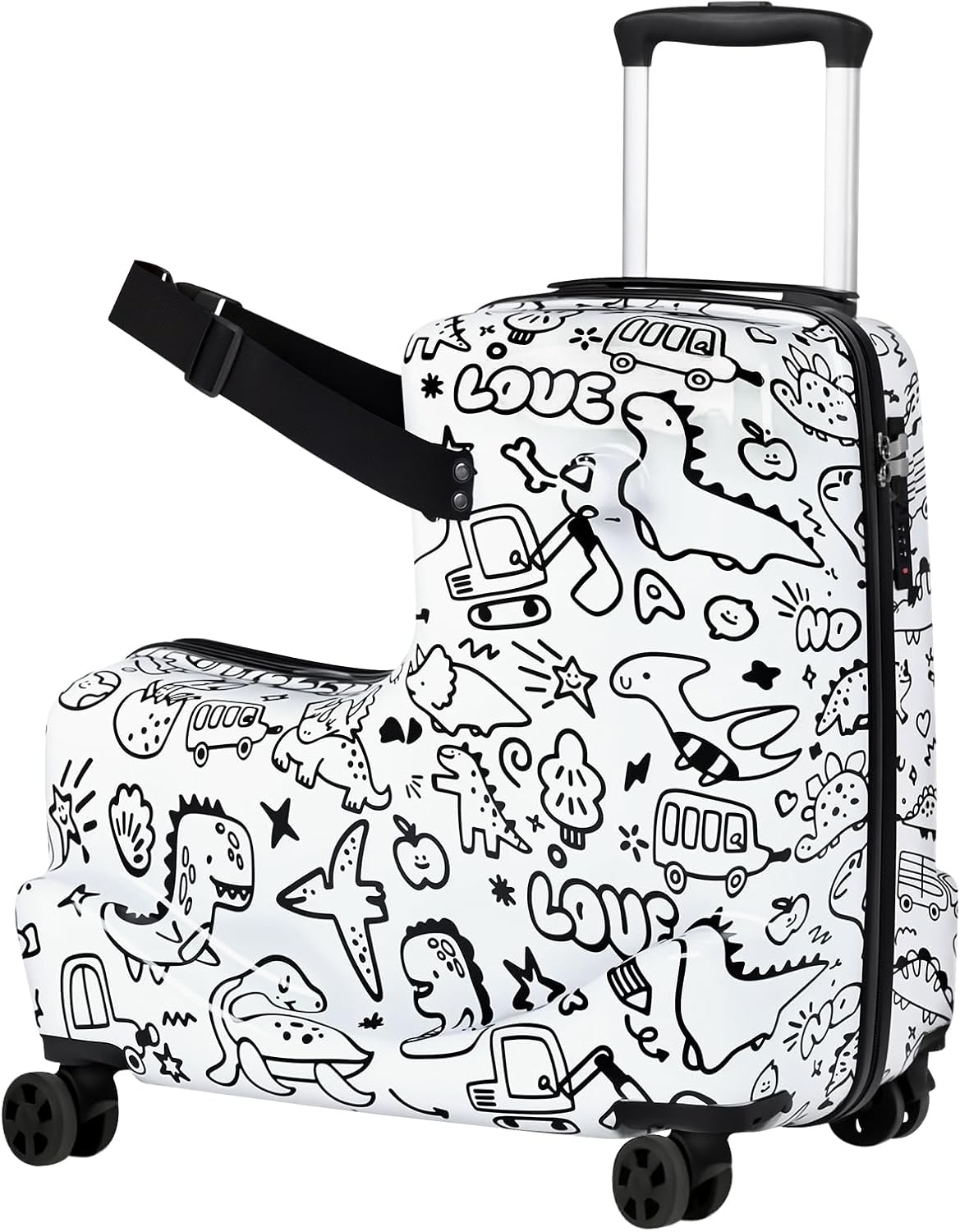 Ausadom Kids Ride on Luggage with DIY Coloring, Durable Lightweight Carry on Travel Suitcase with Spinner Wheels image number 3