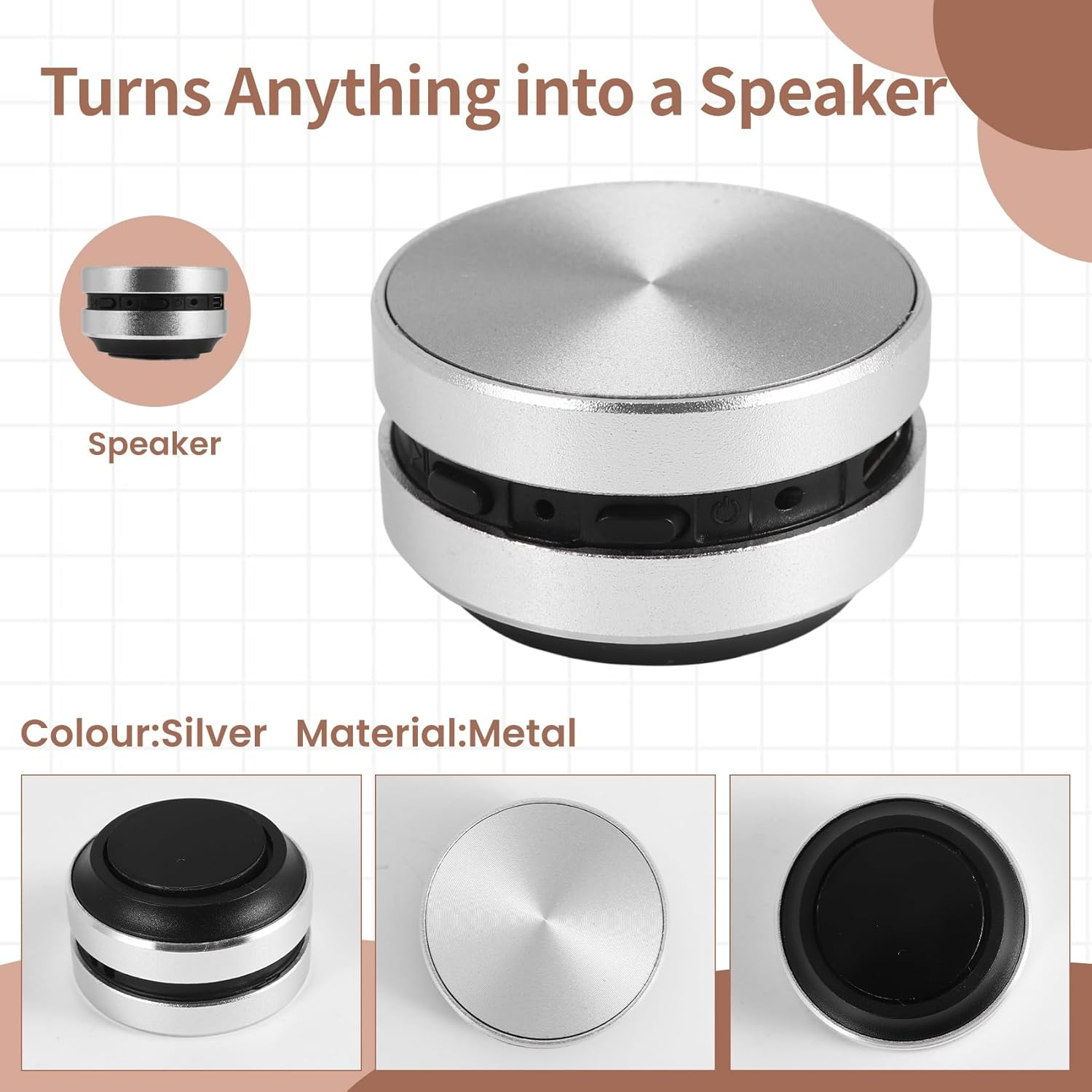 Xelea Portable Mini Bluetooth Speaker Turns Anything into a Speaker Wireless Bone Conduction Induction Vibration (Silver) image number 1