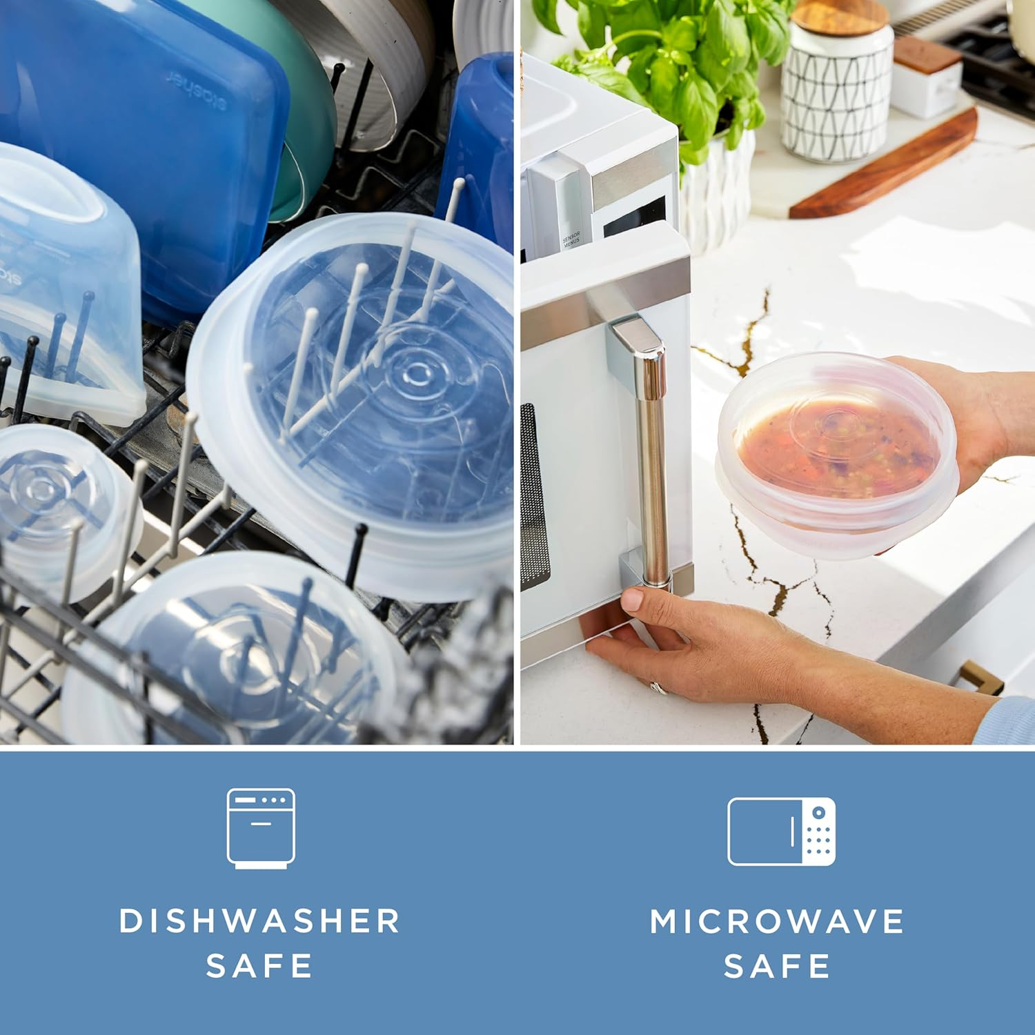 Stasher Premium Reusable Silicone Stretch Lids 3-Pack Box - Large, Clear, 9&rdquo; Lids, Airtight Seal, Food Container Covers, BPA Free, Leak-Free, Dishwasher Safe, Microwave Safe, Eco-Friendly image number 4