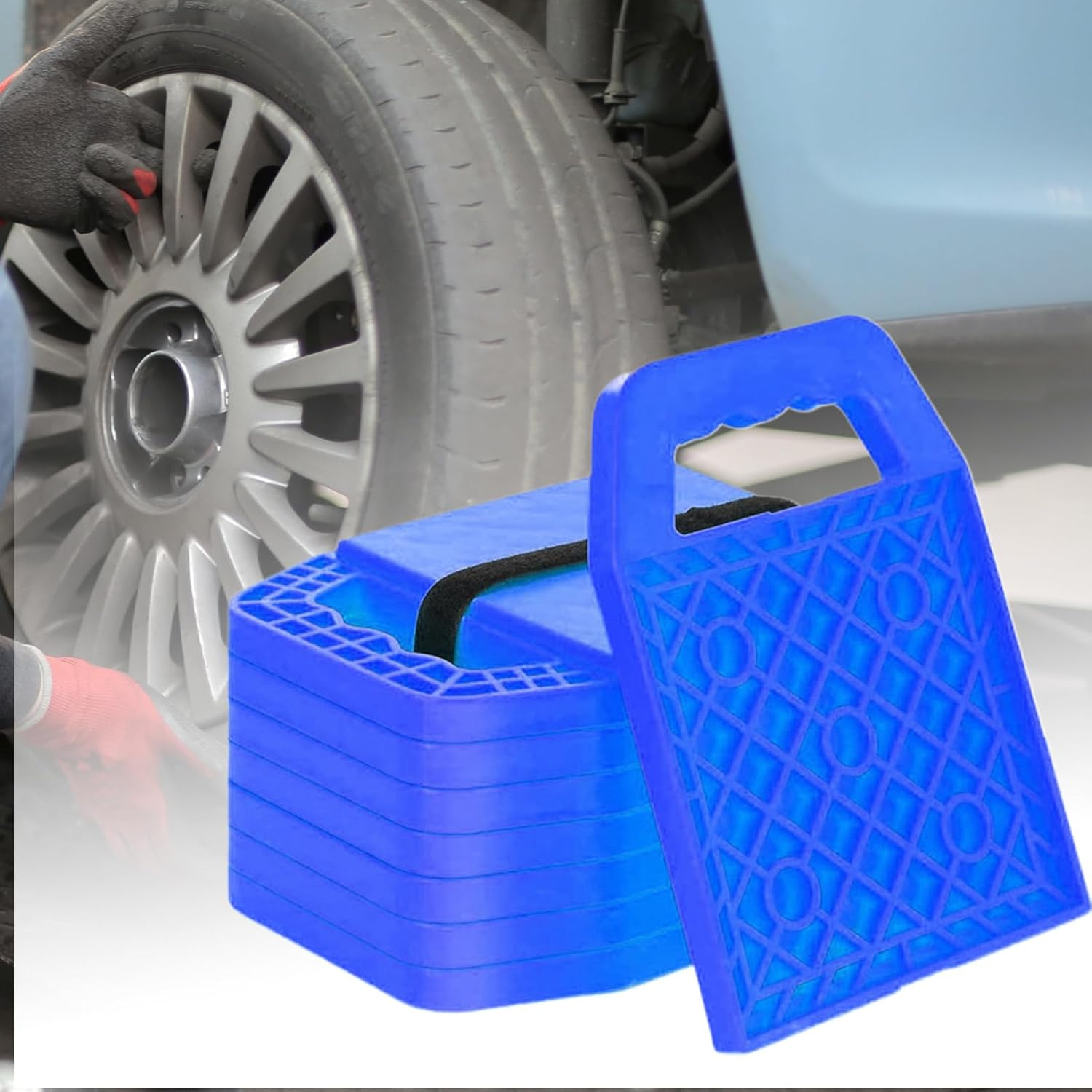 RV Jack Pads, Flattener Block Set of 4, Anti-Slip RV Leveling Support Mat for Parking Caravan Travel Picnic Pool Beach Outdoor Camping Maintenance Road Trip - Yellow image number 4