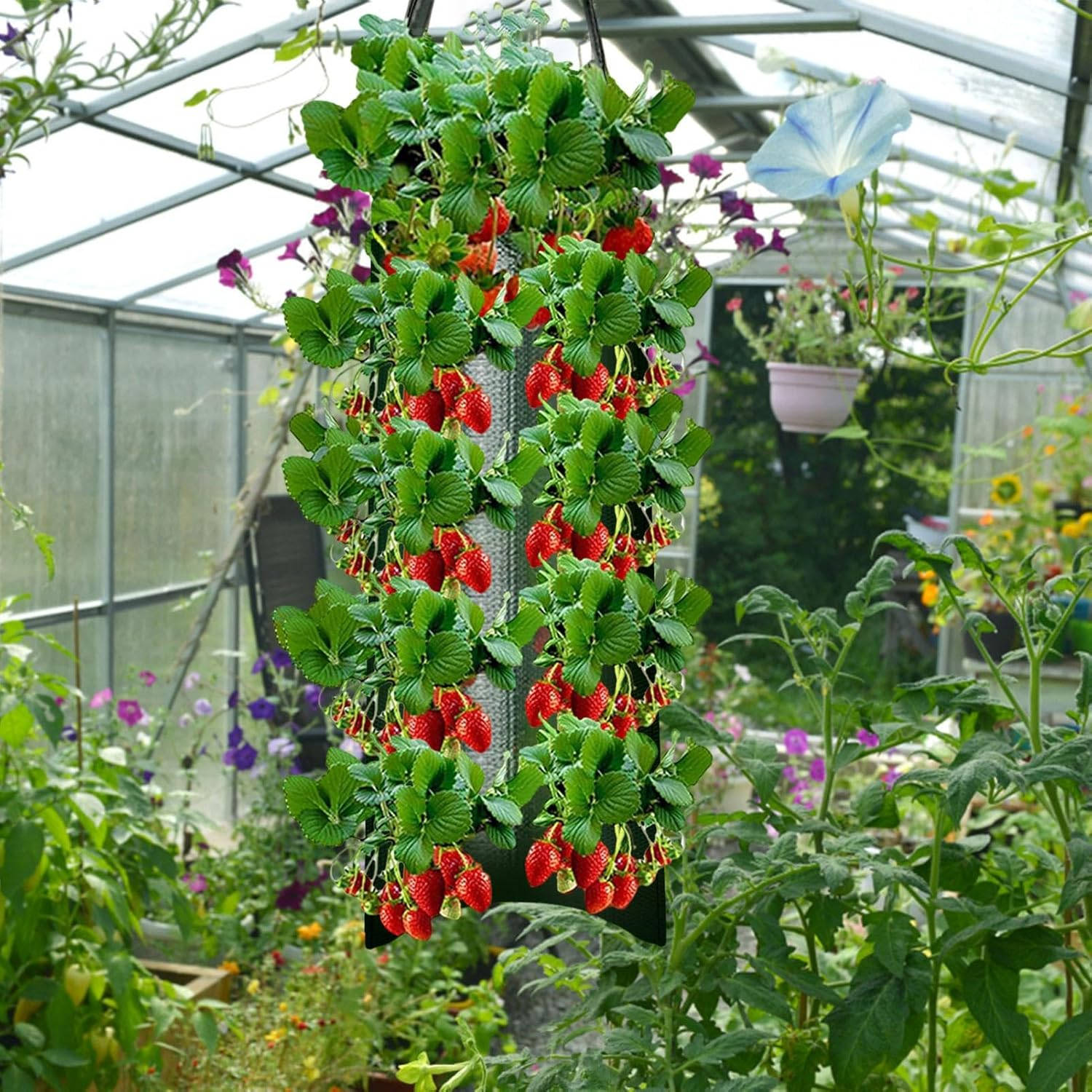 Tomato Planter Bag - Hangable Aeration Pouch with 8 Holes for Vegetables Growing - Harvesting Vegetable Bags for Tomatoes, Roses, Carrots, Potatoes, Strawberries image number 6