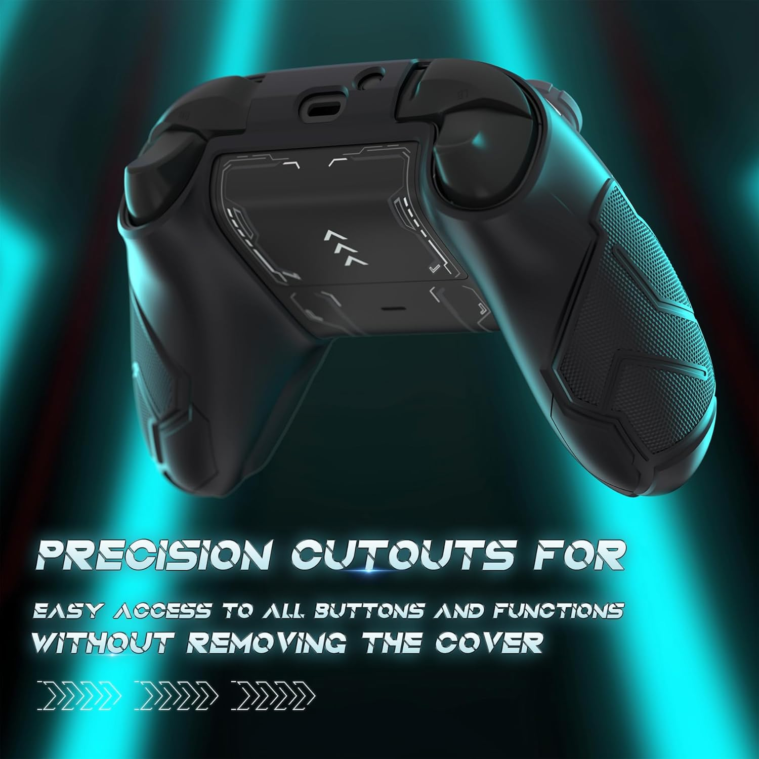 Playvital Stellar Mecha Silicone Cover Skin for Xbox Series X/S Controller, Anti-Slip Grip Protector with Thumb Grips & Sticker for Xbox Core Wireless Controller - Black & Gunmetal Gray - Army Green  Sage Green image number 6