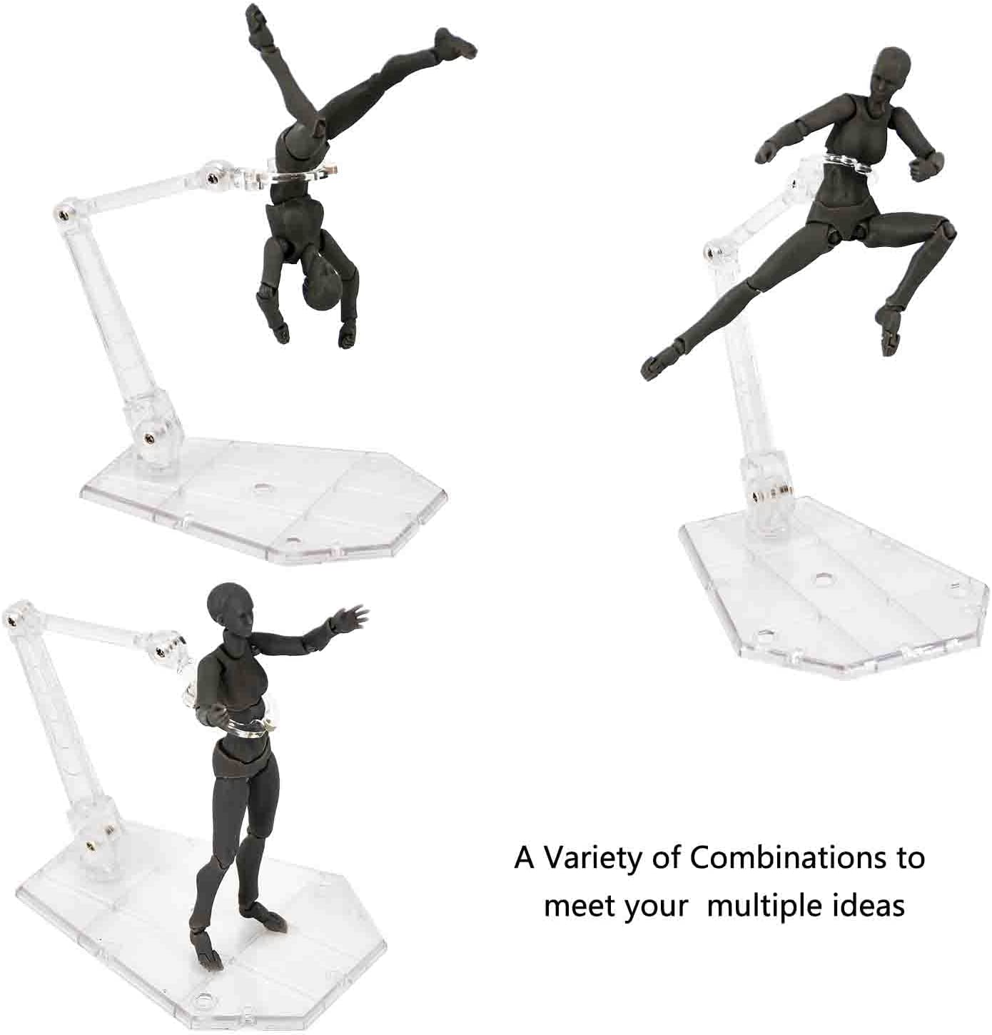 3 Pcs Action Figure Stand,Assembly Action Figure Display Holder Base Doll Model Support Stand Compatible with HG RG SD SHF Gundam 1/144 Toy Clear image number 4