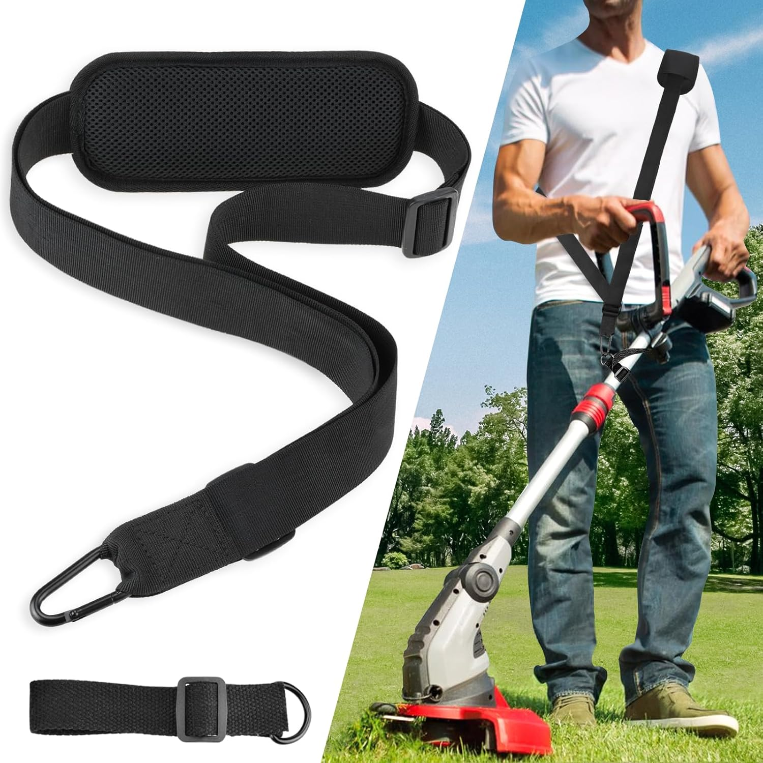 Tecreddy Weed Eater Shoulder Strap, Weed Wacker Trimmer Strap for Stihl EGO Ryobi Dewalt Milwaukee Kobalt Echo Husqvarna Toro Troy Bilt Greenworks String Trimmer Leaf Blower Multi Head System image number 1
