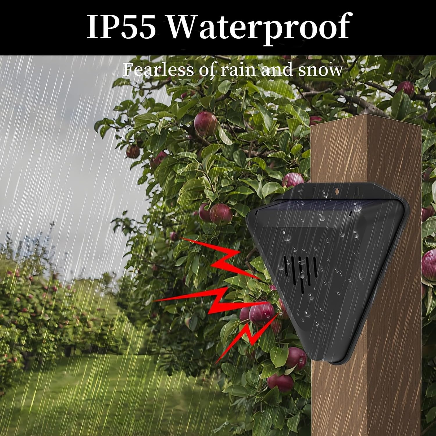 Lancoon Solar Power Bird Alarm Repellent IP55 Waterproof 360&deg; Comprehensive Protection Multiple Sounds Deter Birds Enemy Horned Suitable for Outdoor Garden Yard