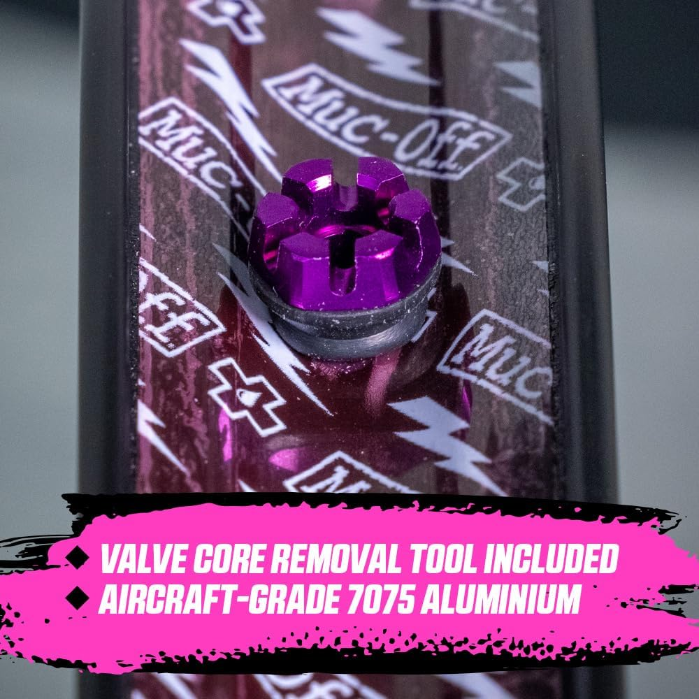 Muc-Off Tubeless Valves, Purple 60Mm - Dust Caps for Bikes with Valve Core Removal Tool - Presta Valve Caps for Tubeless Mtb/Road/Gravel Bikes image number 3