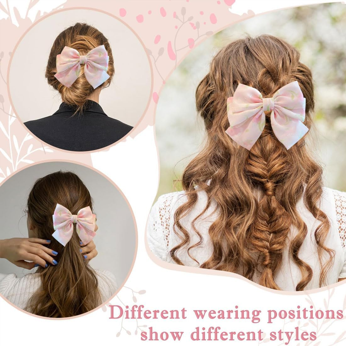 YUZNA 1 X Hair Bow Hair Clip with Bow, Bow Hair for Girls and Women (Pink)