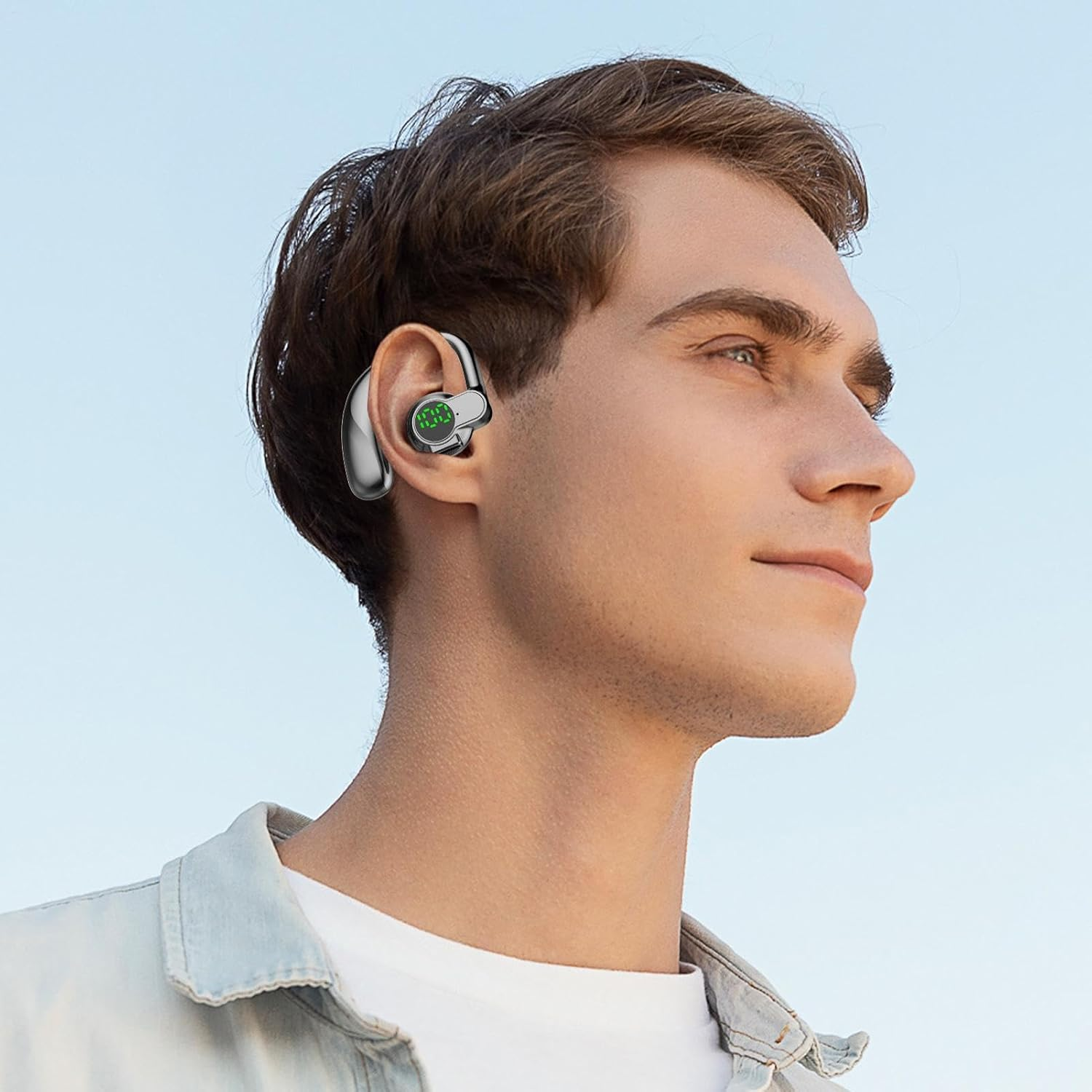 Gwtdtoad over Ear Earbuds - Wireless Phone Earbuds - Digital Display Headset for Music Phone Calls Running Study Play Game Work Gym Swimming Home image number 3