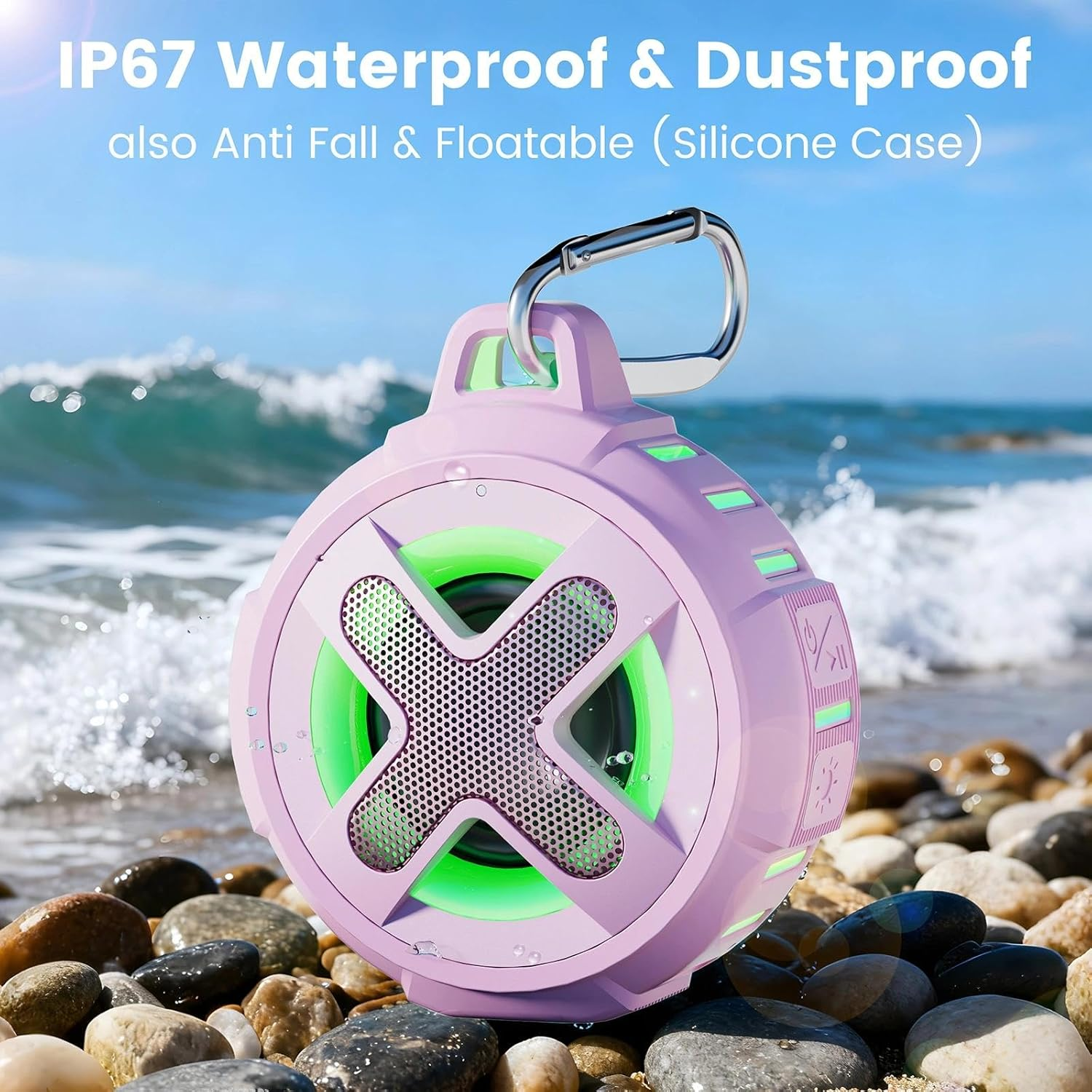 Xleader Portable Bluetooth Shower Speaker Pink - Pink image number 4