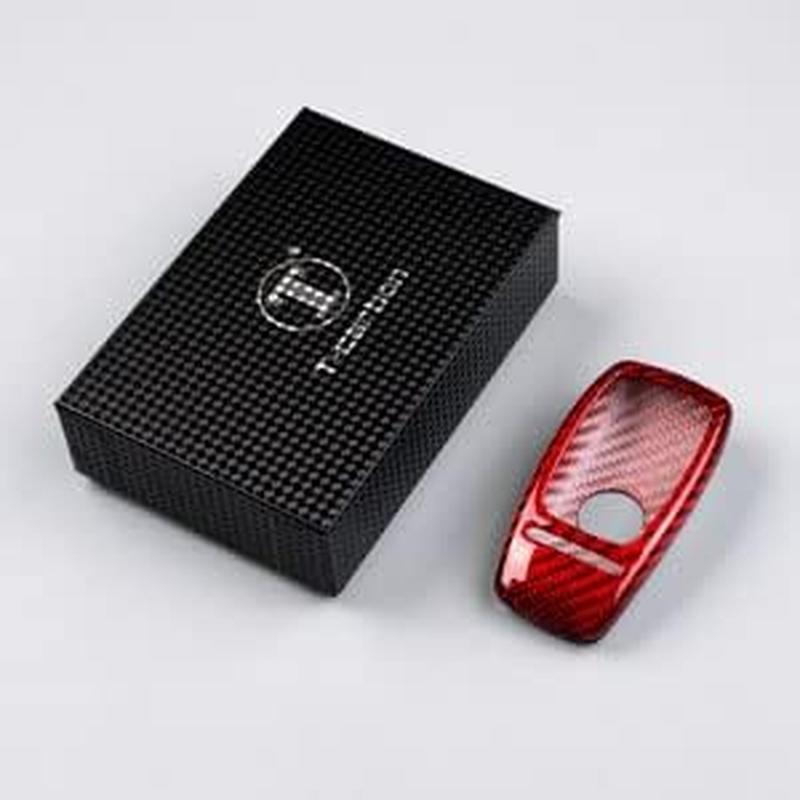 T-Carbon Real Glass Fiber Key Fob Cover for Mercedes Benz, T-Carbon Key Fob Protector Fits for Mercedes-Benz AMG A220 CLS Class E-Class E63S GLE 350 4Matic S-Class Remote Key Case (Red) (003-Bca-Red)