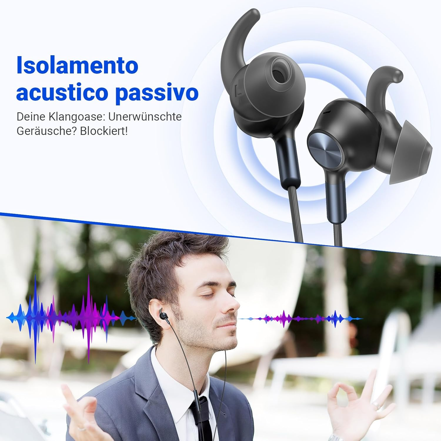 AIAUXAI In-Ear Headphones USB C, 1.5 M Cable Blue Anti-Fall Earplugs Microphone & Volume Control for Samsung Galaxy S25 Ultra S24 A16 Iphone 16 15 Ipad Pixel 9 8 for Office Gaming Workout Music Blue image number 5