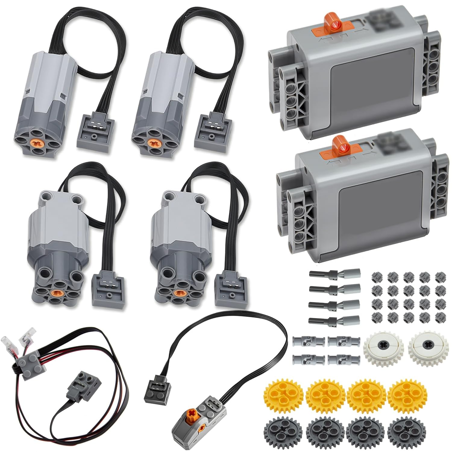 TEESE 50Pcs Technic-Motor Set with Battery-Box-Switch-Cable, Gear-Axle-Universal-Joint, Compatible with Technic-Parts