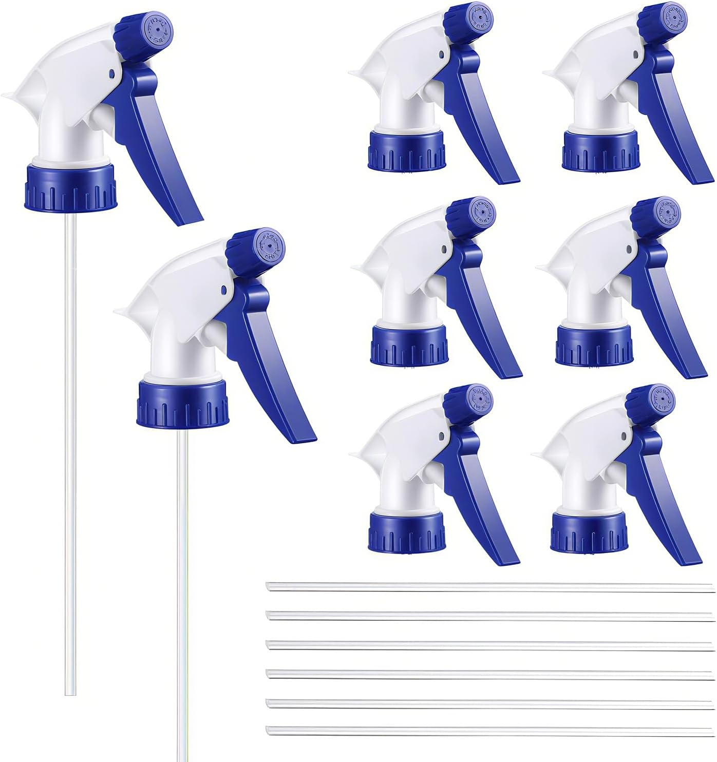 Xinghonyac 8 Pcs Trigger Sprayer Replacement Nozzles, Plastic Spray Bottle Nozzle, Adjustable Water Bottle Spray Trigger for Standard 28/400 Neck Bottle (Blue White)