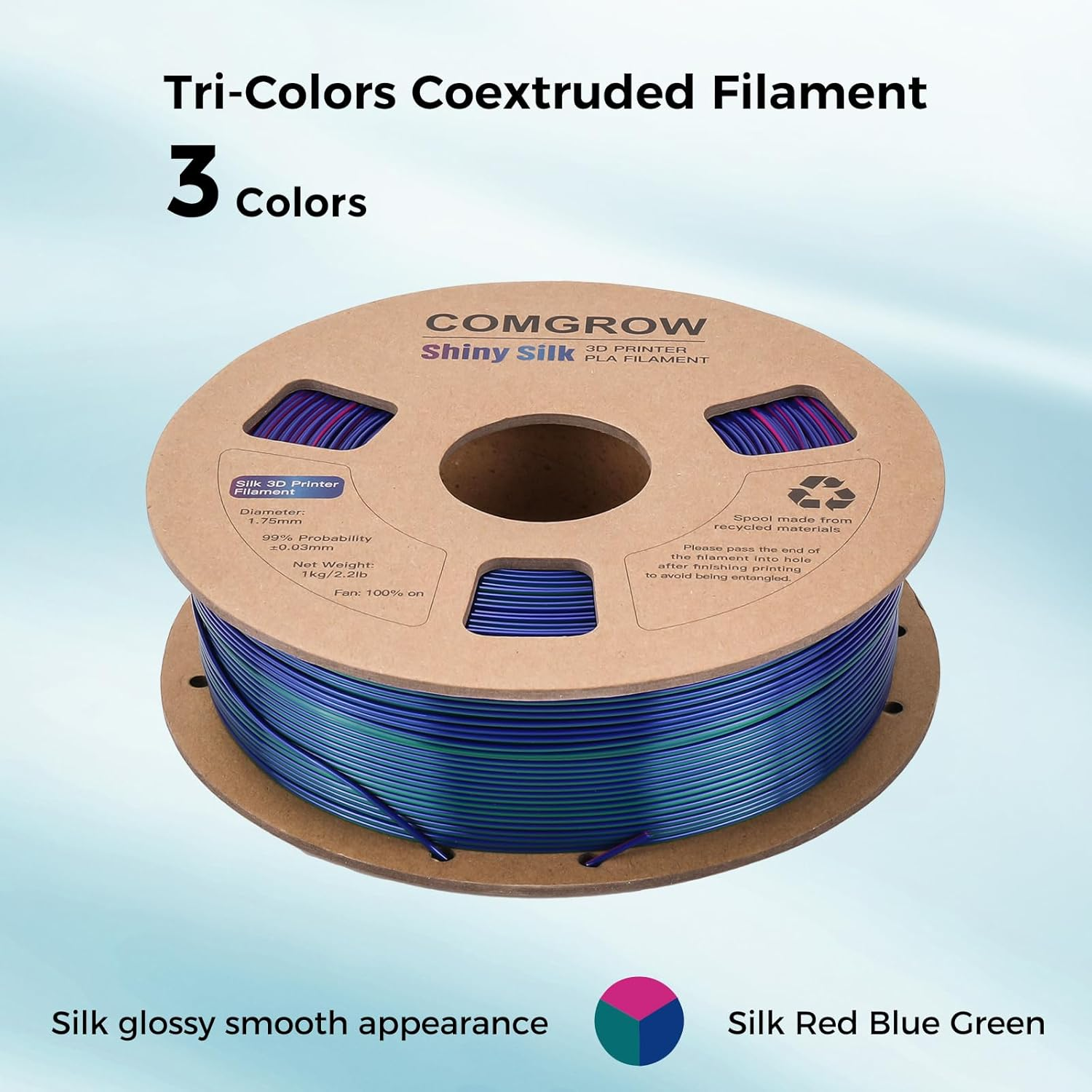 Comgrow Creality PLA 3D Printer Filament, Dimensional Accuracy +/- 0.02 Mm,1.75Mm 1 Kg Spool, Red for Ender3 CR-10