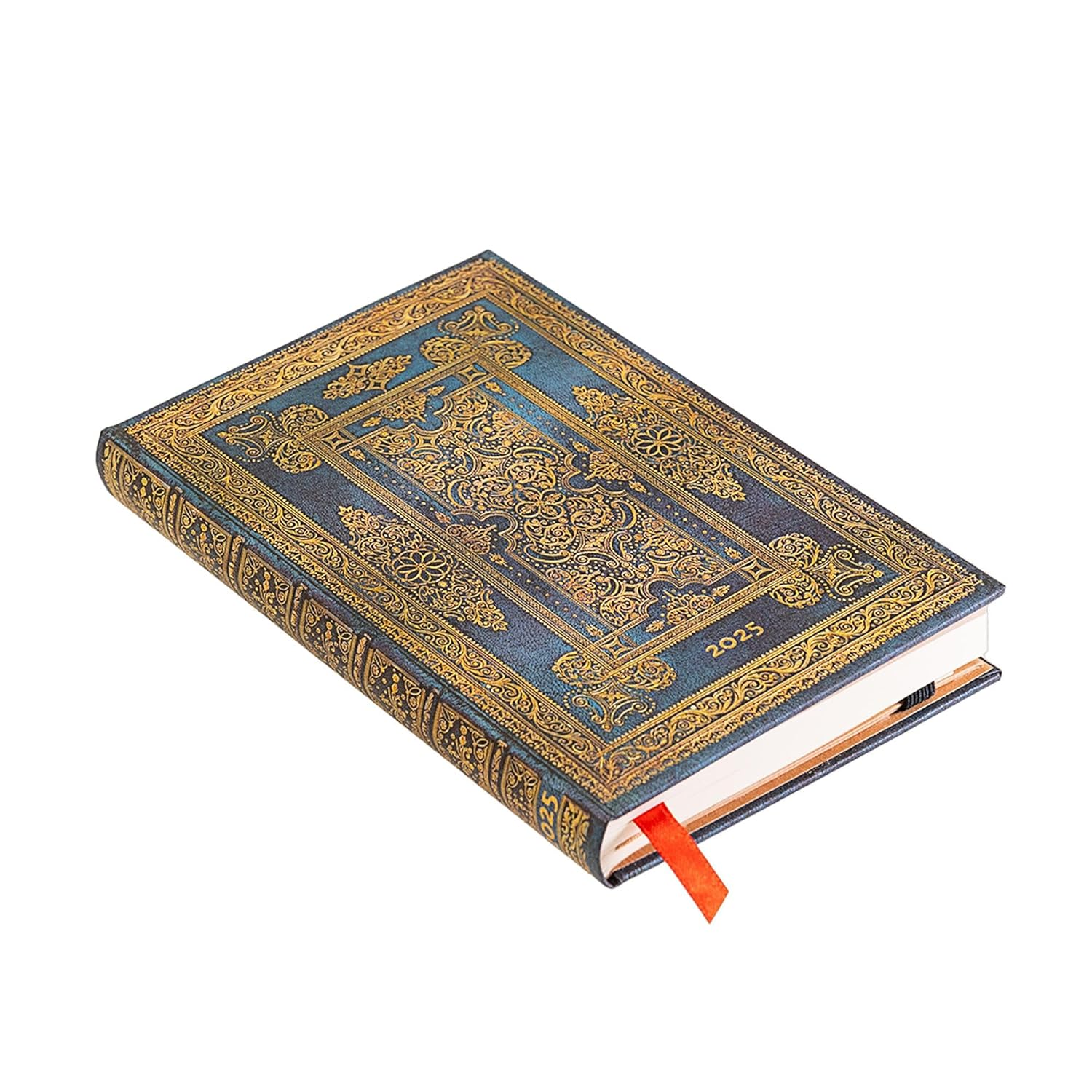 Blue Luxe (Luxe Design) Mini 12-Month Horizontal Hardback Dayplanner 2025 (Elastic Band Closure) image number 2